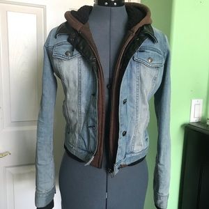 OBEY Hoodie Zip Attached Denim Jacket